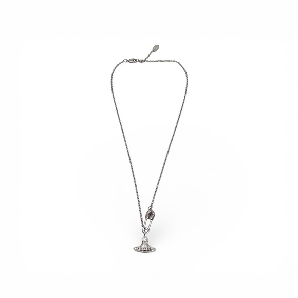 Vivienne Westwood Jewelry - Vivienne Westwood Crystal Orb Safety Pin Necklace – Silver Tone